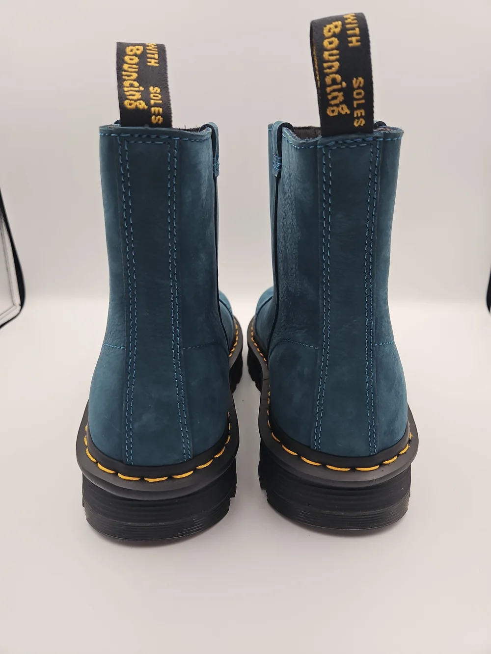 Dr. Martens Teal Leather Platform Ankle Boots